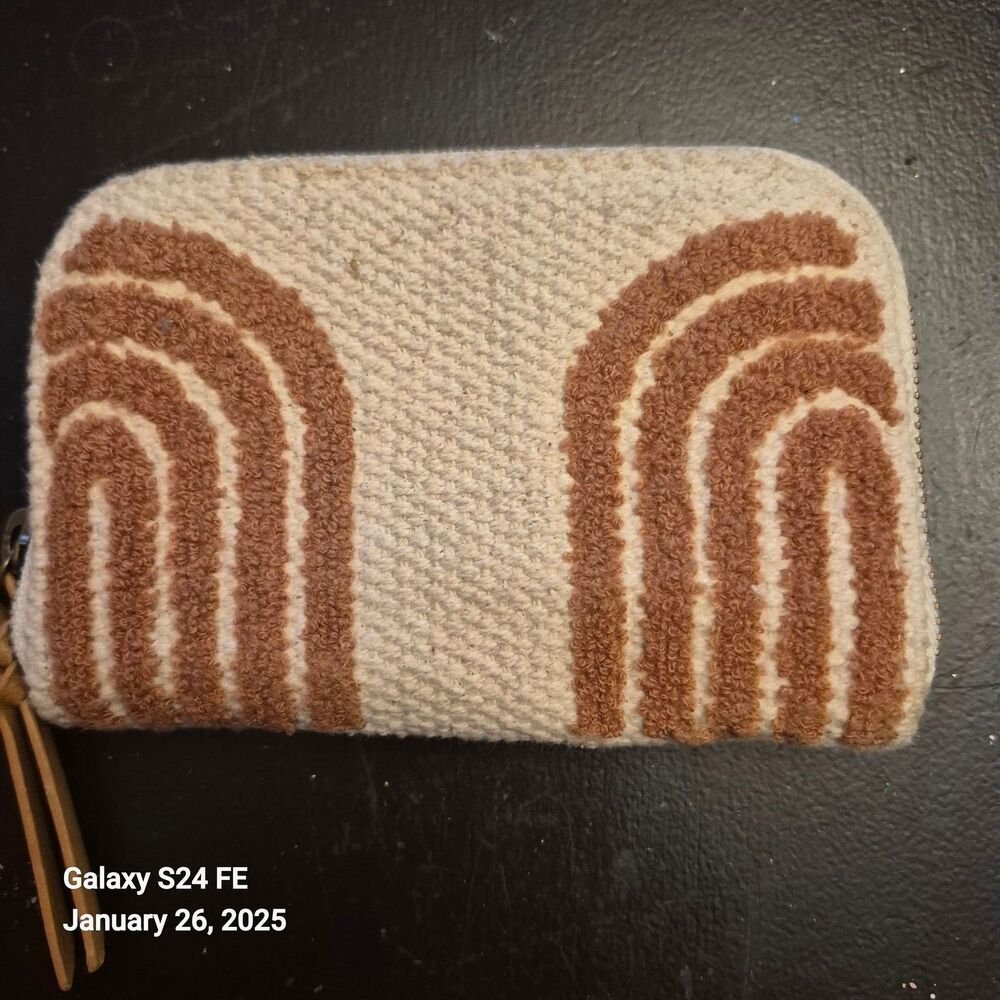 New Universal Thread Woven Look Wallet Boho Hippie Natural Zip Around  Cute